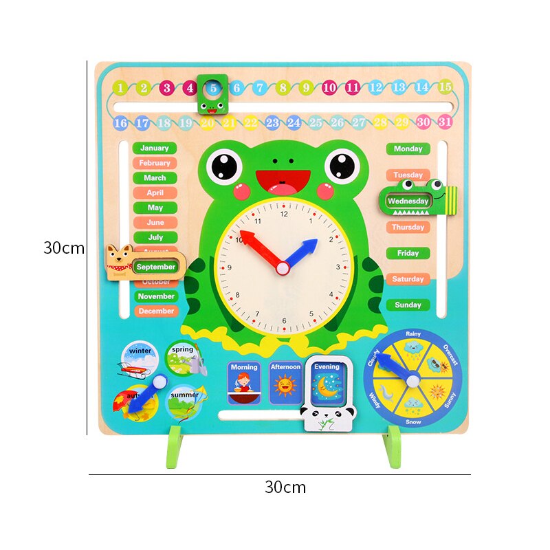 Houten multifunctionele puzzel kalender klok wekker cognitie baby kleuterschool speelgoed