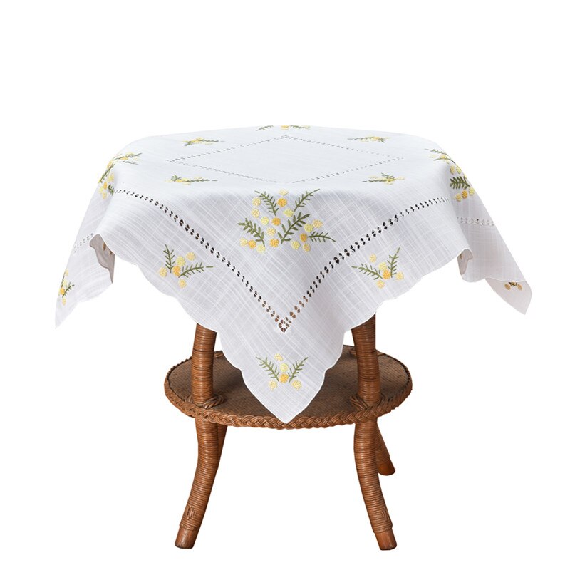 [Camellia Casa] fleur fraîche, nappe à ourlet, aspect lin et lavable, blanc/petit/carré maison, Restaurant,Airbnb, café