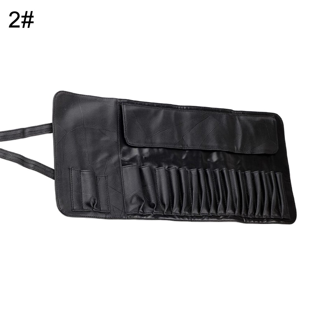 12/18/24 slots bløde makeup børster taske kosmetik taske rejse rullende organizer taske: Sort 18 slots