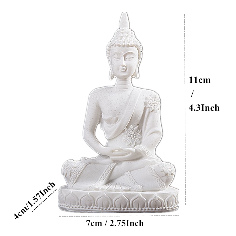 VILEAD Buddha Statue Thailand Buddha Skulptur Hindu Fengshui Figur Meditation Miniatur Innenraum Heimat Dekoration Handwerk: Weiß Buddha 134