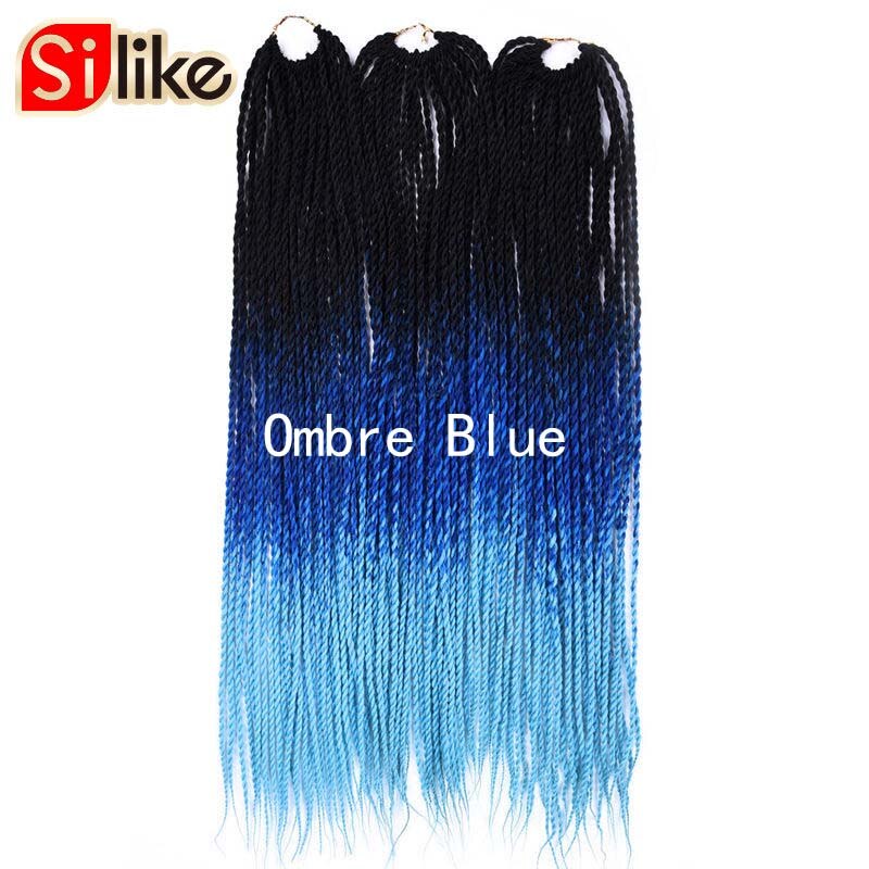 Silike 24 inch Ombre Senegalese Twist Hair Crochet Braids 30 Roots Pre-looped Synthetic Crotchet Braiding Hair for Women: P4/24