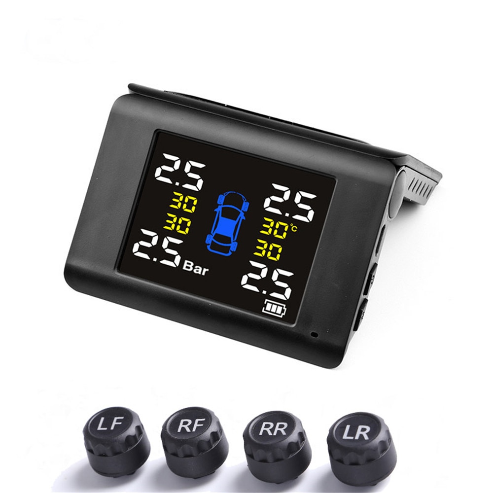 TPMS Solar Tire Pressure Monitoring System 4 External Sensor Car Security Alarm Folding Tire Pressure Monitor System