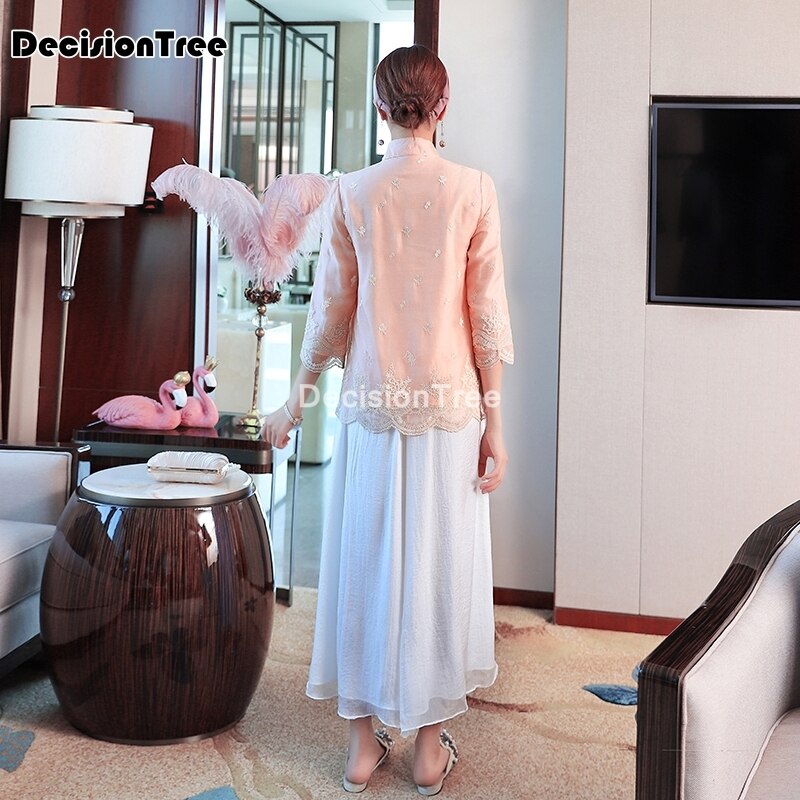 Vêtements chinois pour femmes, qipao chemise tangzhuang broderie cheongsam tops oriental hanfu, vêtements d&#39;extérieur de style chinois, 2022