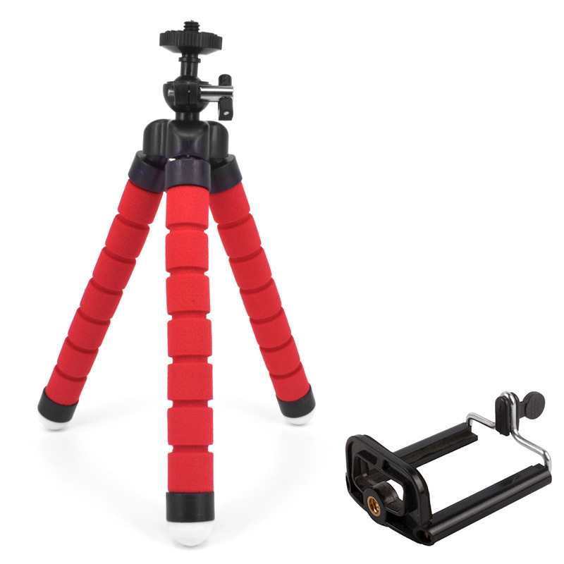 Mini tripé flexível com esponja de polvo para iphone, samsung, xiaomi, huawei, telefone celular, smartphone, tripé para gopro 8, 7, 5: Vermelho