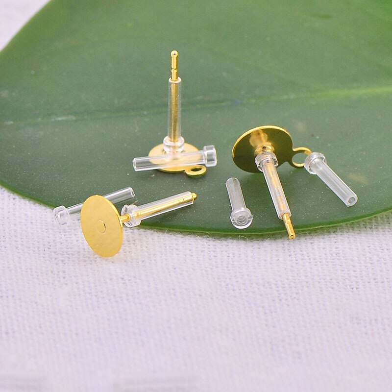 Boucles d'oreilles Anti-allergie, 20 pièces, 8x2mm, pochette, bouchons de dos, manchon de Protection du Tube, Protection des oreilles, tampon de sécurité, bricolage, résultats de bijoux