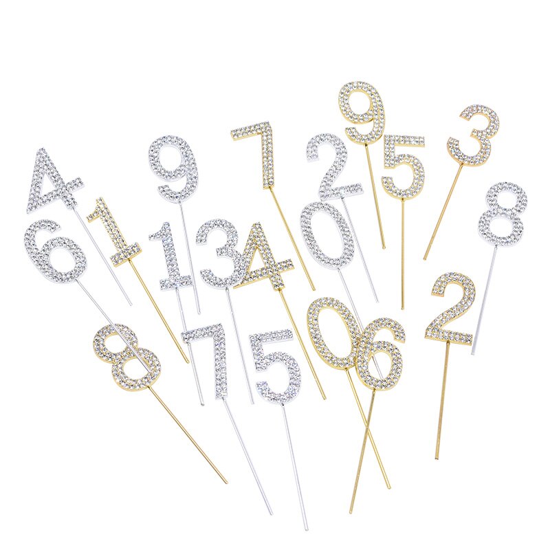 Digitale Kuchen Topper 0-9 Strass Anzahl Geburtstag Jahrestag Partei Kuchen Dekoration Werkzeug Backen Karte Hochzeit Dekoration