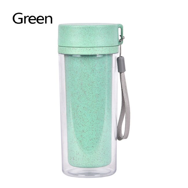 200 Ml Water Cup Tarwe Stro Draagbare Dubbele Wand Kantoor Koffie Cups Plastic Gezonde Drank Gereedschap Container Student Cup: green