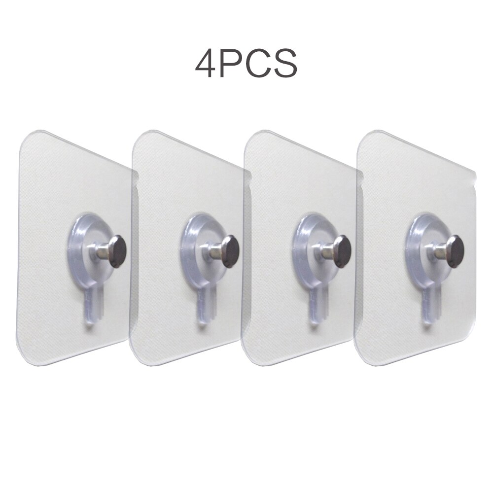 4 unidades de ganchos de gancho de cocina transparentes para colgar uñas sin perforar, ganchos adhesivos de punto de cruz, colgador de pintura de pared H: Default Title