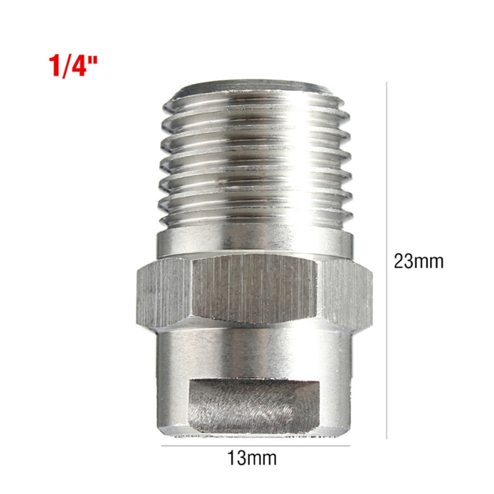 V Jet Impact Tip Stainless Steel Spray Nozzle Washing Tool Practical Flat Fan Industrial 1/4 Inch Large Angle Cleaning Specific