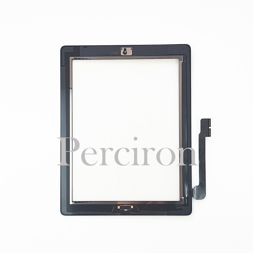 Til ipad 3 sort hvid digitizer touch screen front display glas samling - inkluderer hjem knap og flex + kamera holder
