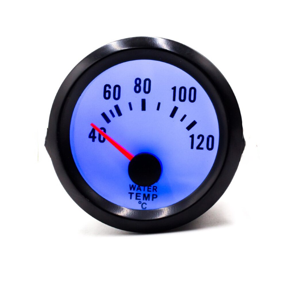 2" 52mm 12V Auto Water Temp Gauge 40~120 ℃ Blue Or White LED Light Temperature Meter With Temp Sensor For 4 6 8 Cylinder: Black Word Black