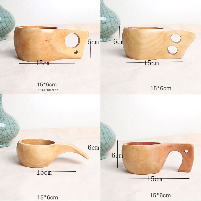 Nordisk stil håndlagde trekopper krus holdbare bærbare trejuice melk kaffe te kopper drikke drikke krus hjem dekor håndverk