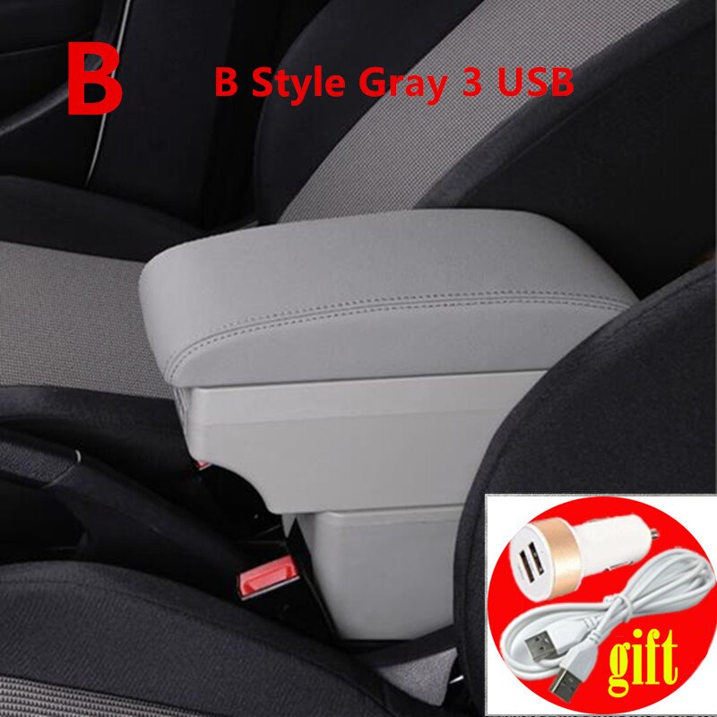 Pour Peugeot 207 accoudoir boîte stockage central contenu boîte de rangement avec support de verre cendrier interface USB: B Style Gray
