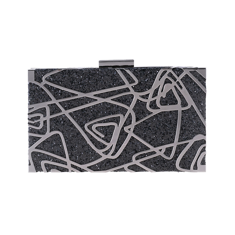 Metall geometrisk gull clutch vesker paljett clutch veske luksus veske dame vesker skulderveske  zd1349: Svart