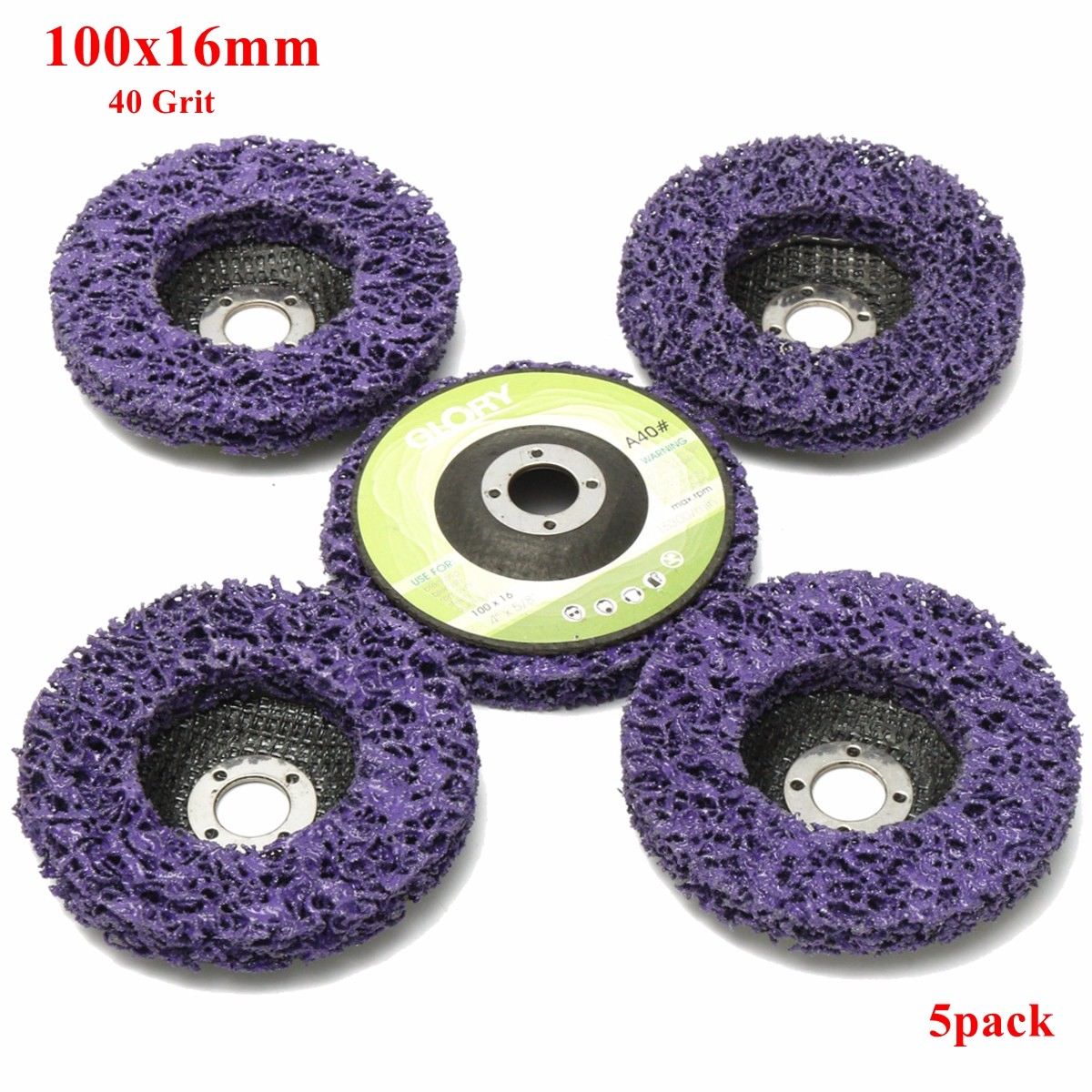 5Pcs Purple Durable Poly Strip Disc Wheel 100x16Mm Wood Metal Paint Rust Removal Clean Abrasive Tools For Angle Grinder