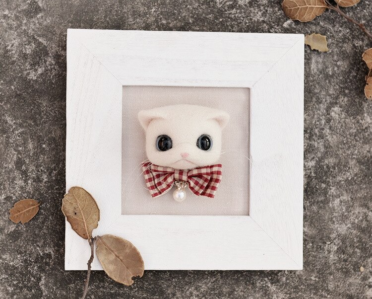 Broche en feutre Animal de poche pour femme, Kit de points d&#39;aiguille en laine de chat Siam, insignes de tête de chat, à faire soi-même: 5