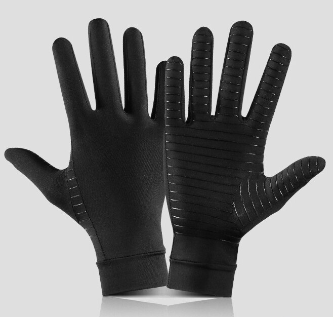 1 paar Kompression Arthritis Handschuhe Frauen Männer Joint Pain Relief Halb Finger Brace Therapie Handgelenk Unterstützung Anti-slip Therapie handschuhe: Black Finger Cover / S