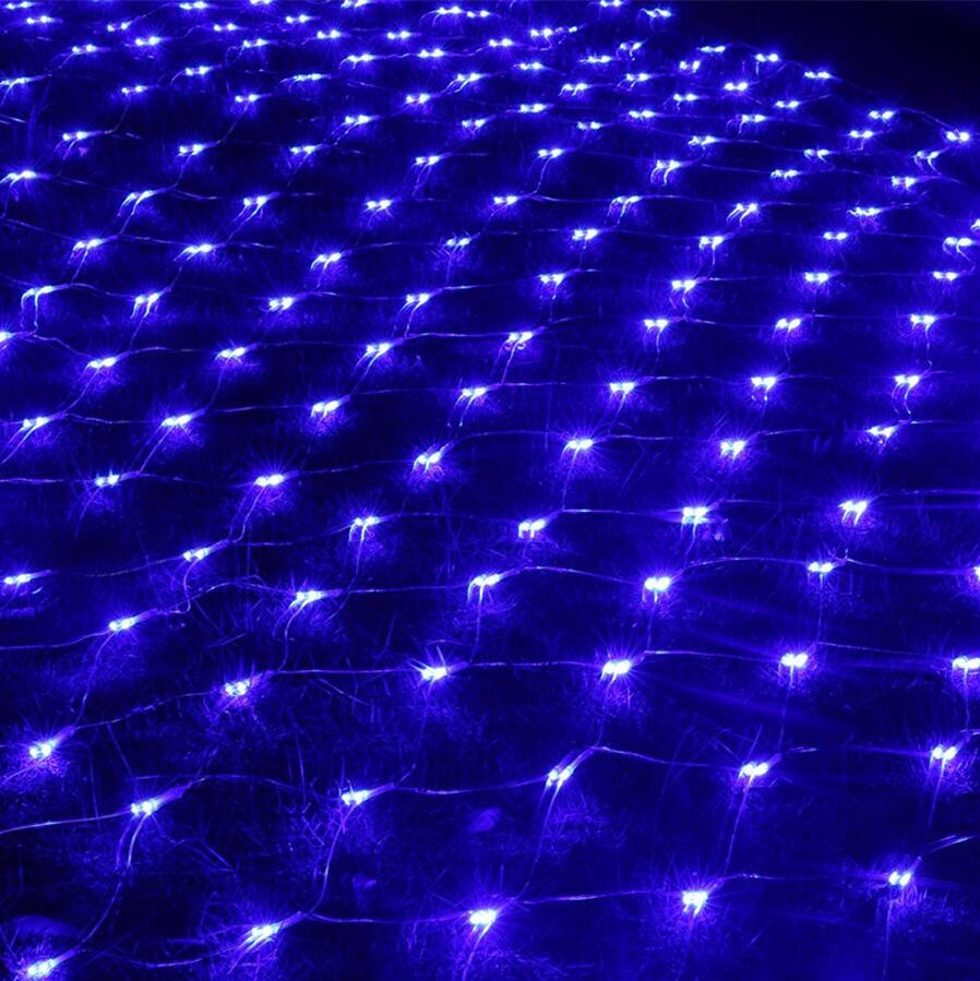 Thrisdar led verkkovalo 3*2m 200 jouluikkuna verhonauha seppelevalo ulkojuhla hääverkko merkkivalo: Sininen / 1.5 x 1.5m 96 ledit
