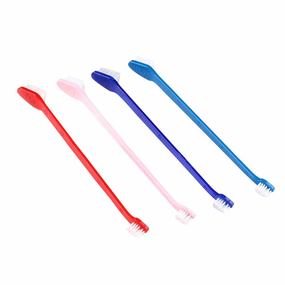 Pet Toothbrush Toothpaste Kit Three Sided Dog Brush Addition Bad Breath Tartar Teeth Care Dog Cat Cleaning Mouth Dog toothbrush: 4PCS