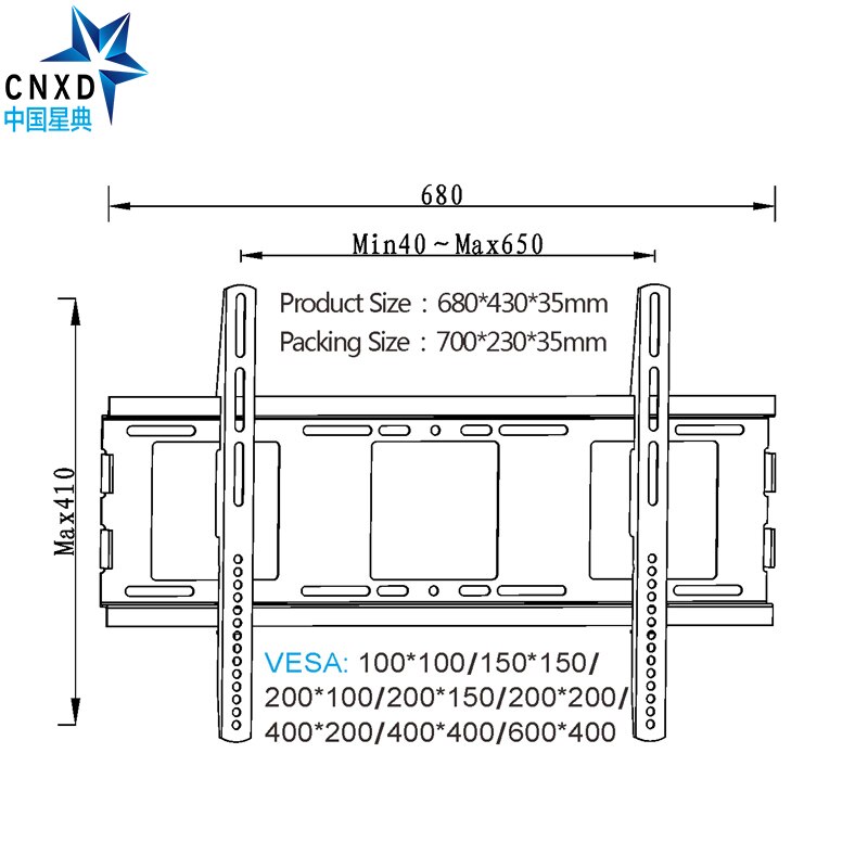 Plasma TV Wall Mount Fixed bracket Loading Capacity 110lbs TV Flat Panel Fixed Mount for 32'' ,37'',,42'' ,46'' 52'', 60 ", 65 "