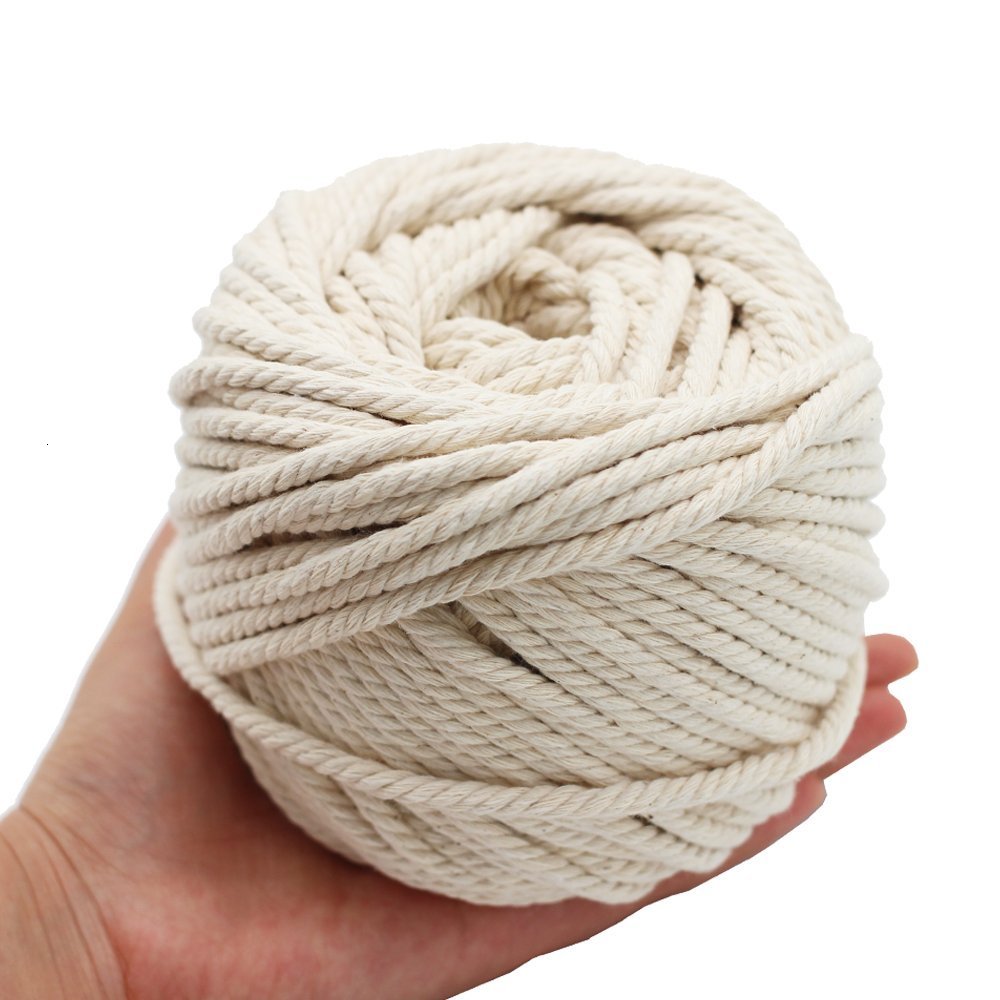 6/5/4mm macramé touw gedraaide draad katoenen koord voor handgemaakte natuurlijke beige touw diy accessoires 50/65/100m