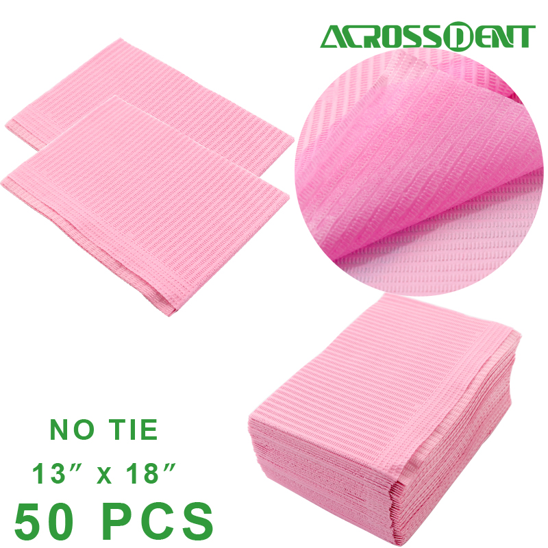 Babero Dental, servilleta de dentista, delantal impermeable desechable, almohadillas limpias para tatuajes de belleza, hojas de odontología, cubierta protectora, 50 unidades: Rosa
