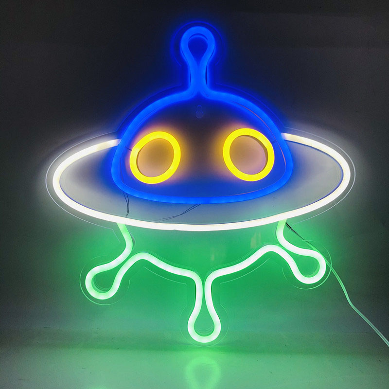 Alien – lampe Led fluo en forme de vaisseau spatial, UFO, planète, manette de jeu, luminaire mural suspendu en acrylique, luminaire décoratif d&#39;intérieur, commande USB