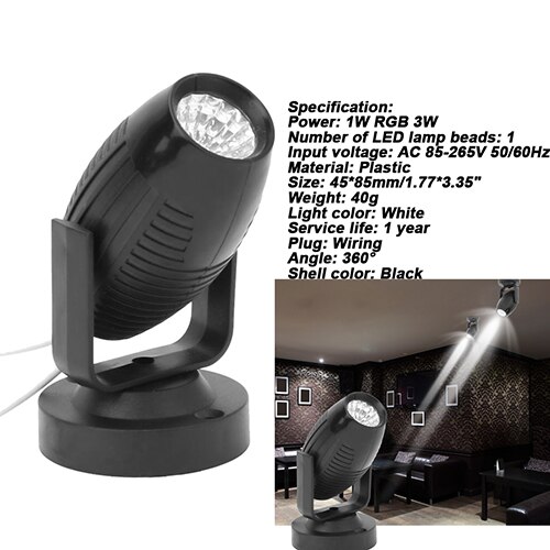 RGB LED Stage Spotlight 85-265V 360° Adjustable KTV Bar DJ Disc Party Spot Lamp Wedding Atmosphere Beam Lights Neon Night Lamp: White