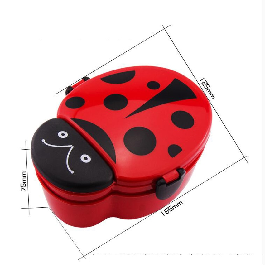 Cartoon lieveheersbeestje voedselcontainer lunchboxen kinderen fruit snack bento magnetron lunchbox 2c