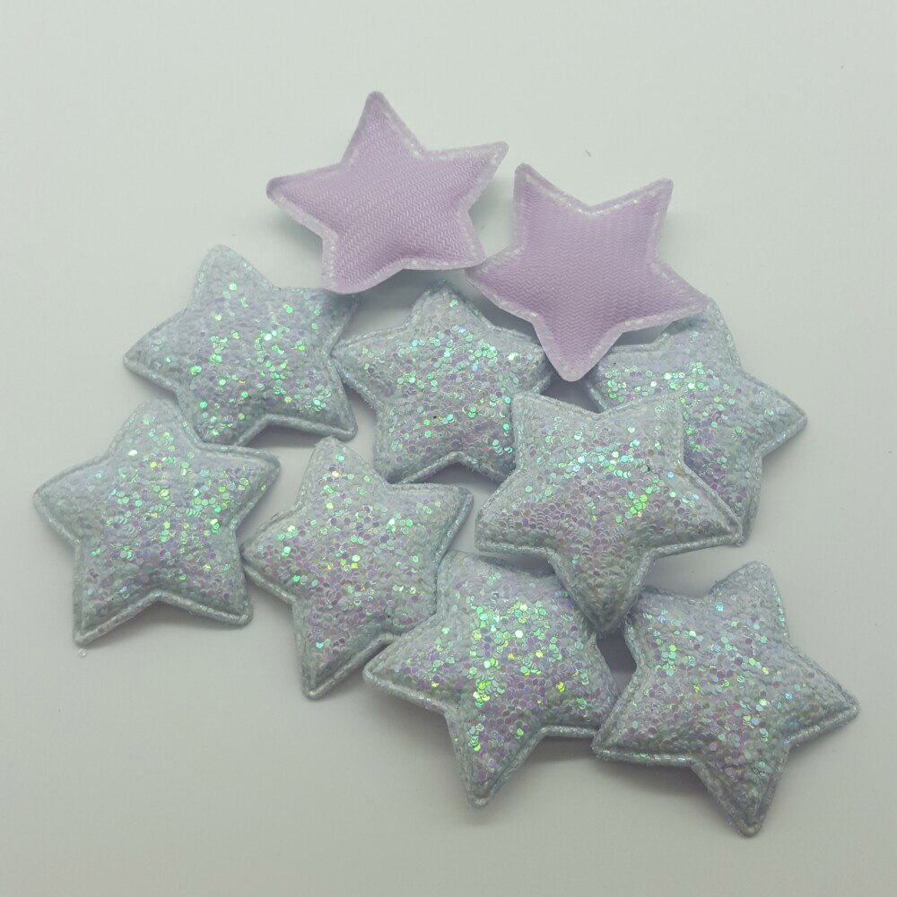 10 stuks snoep knutsel glitter patches schattige sterren haar strik accessoires plak patch voor kleding knutsel patch diy knutselbenodigdheden: Paars