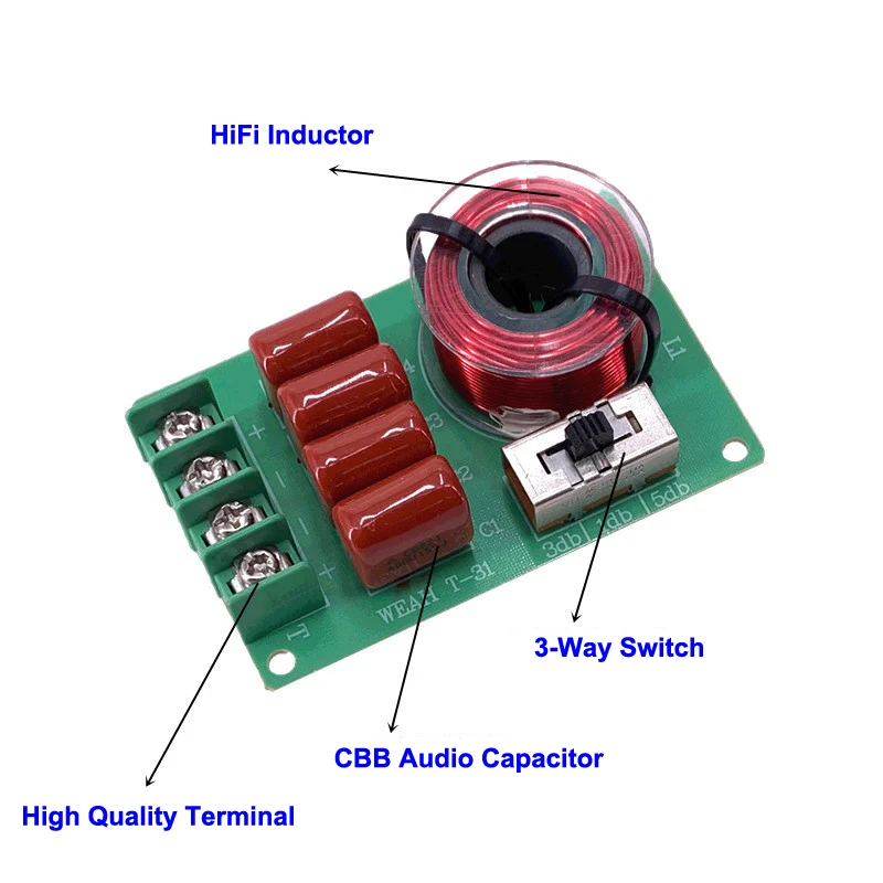 2 pezzi 1 via 100W Hifi acuti Tweeter divisore di frequenza Home Car Stereo filtri Audio Crossover fai da te