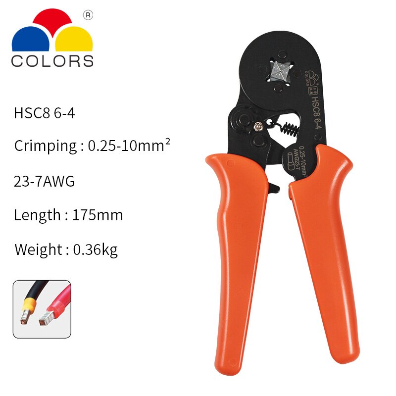 Crimper Plier Set 0.25-10mm2 self-adjustable ratchat wire crimping tool with 1200 Wire Terminal Crimp Connector Insulated: HSC8 6-4