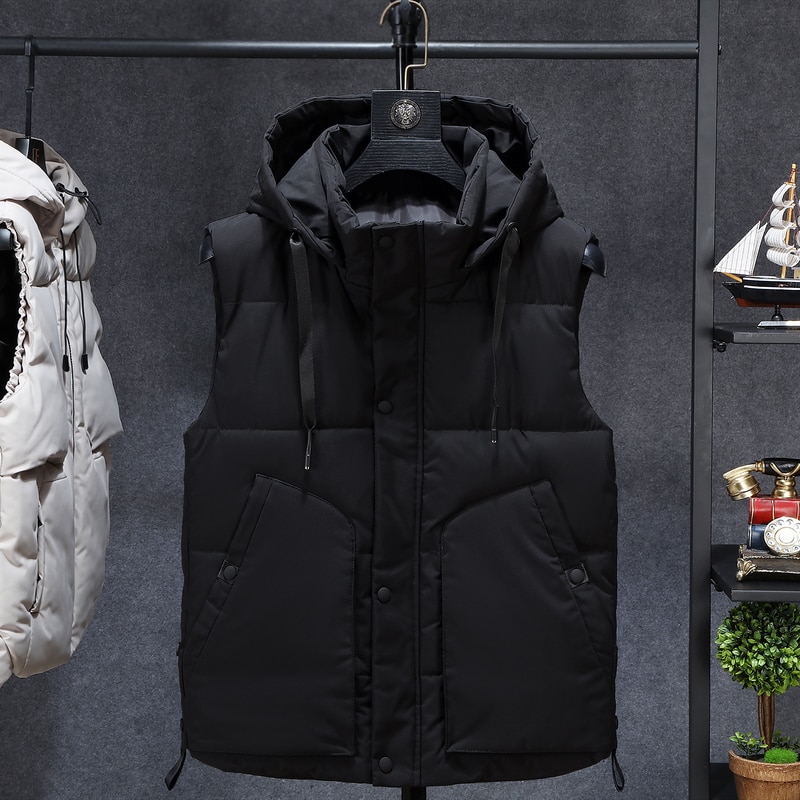 Plus koko 8xl 7xl 6xl 5xl 4xl rento liivi miehille syksy-talvitakit paksut liivit miesten hihattomat takit miesten lämpimät liivit miehille: Musta / Xxl