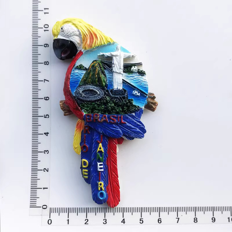 Kreative Brasilien Reise Souvenirs Magnet Kühlschrank Aufkleber Harz Handwerk 3d gemalt magnetische Kühlschrank Aufkleber Küche Dekor: Burgunderrot