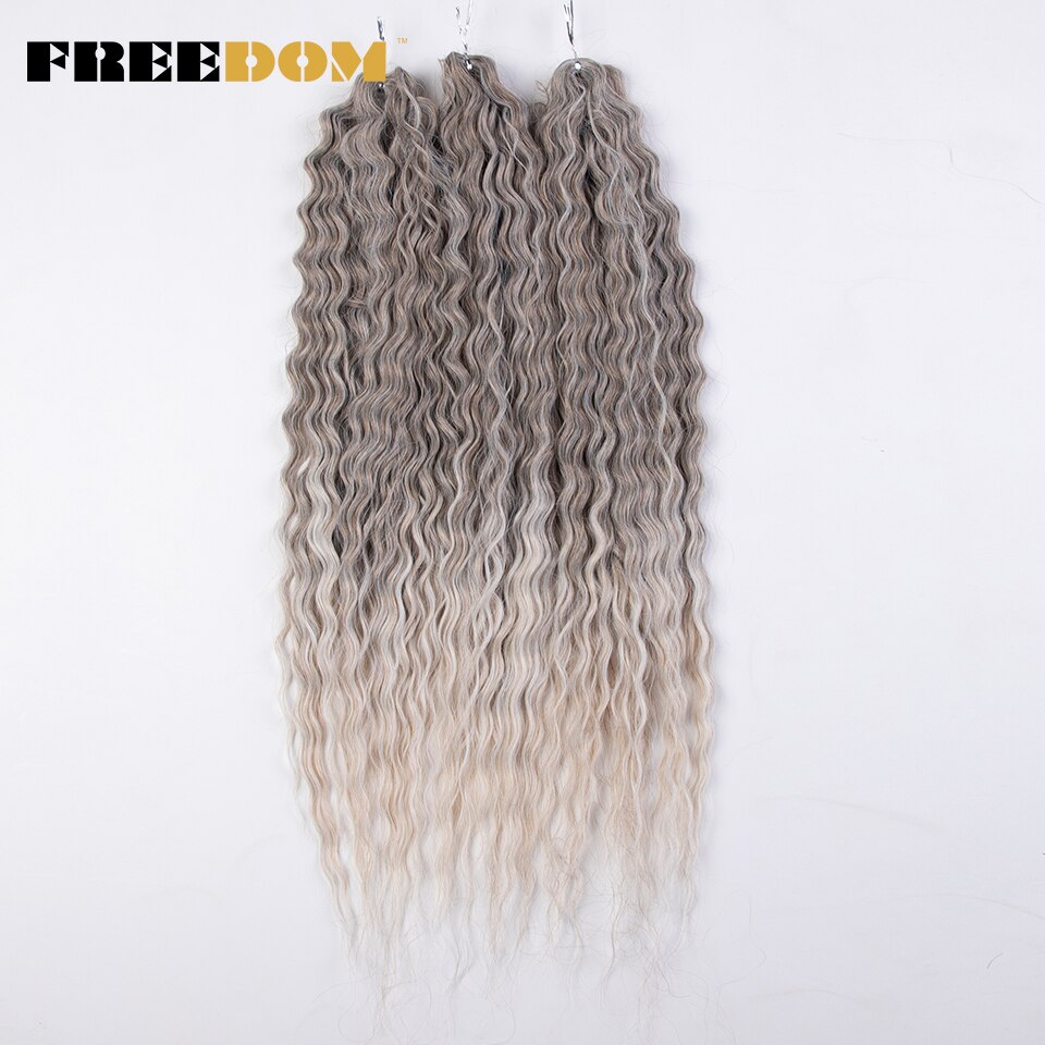FREEDOM pelo rizado sintético para trenzas 24 pulgadas onda de agua Twist Crochet trenza pelo Ombre Rosa jengibre extensiones de cabello trenzado: 1B/30HL