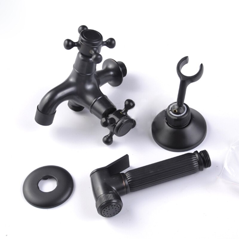 Bidé kranar vägg svart kall mässing vatten toalett hörnventil handhållen hygienisk duschmunstycke tvätt bil husdjur spruta airbrush kranar