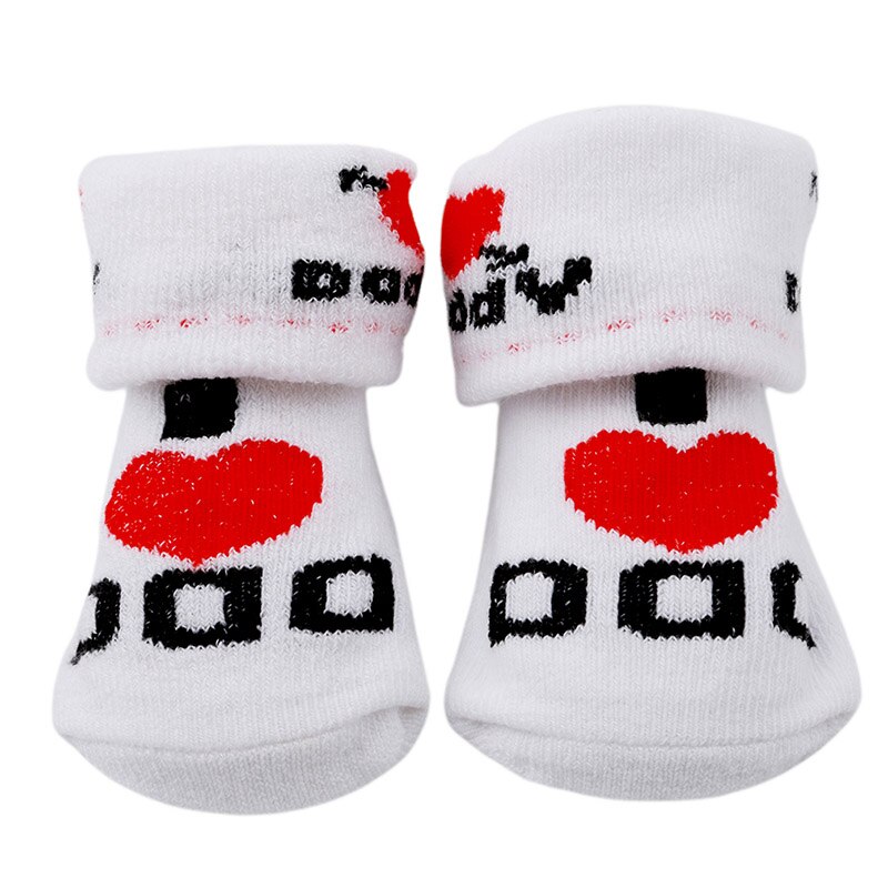 100% cotton Baby socks rubber slip-resistant floor socks love dad love mum cartoon kids socks: DAD