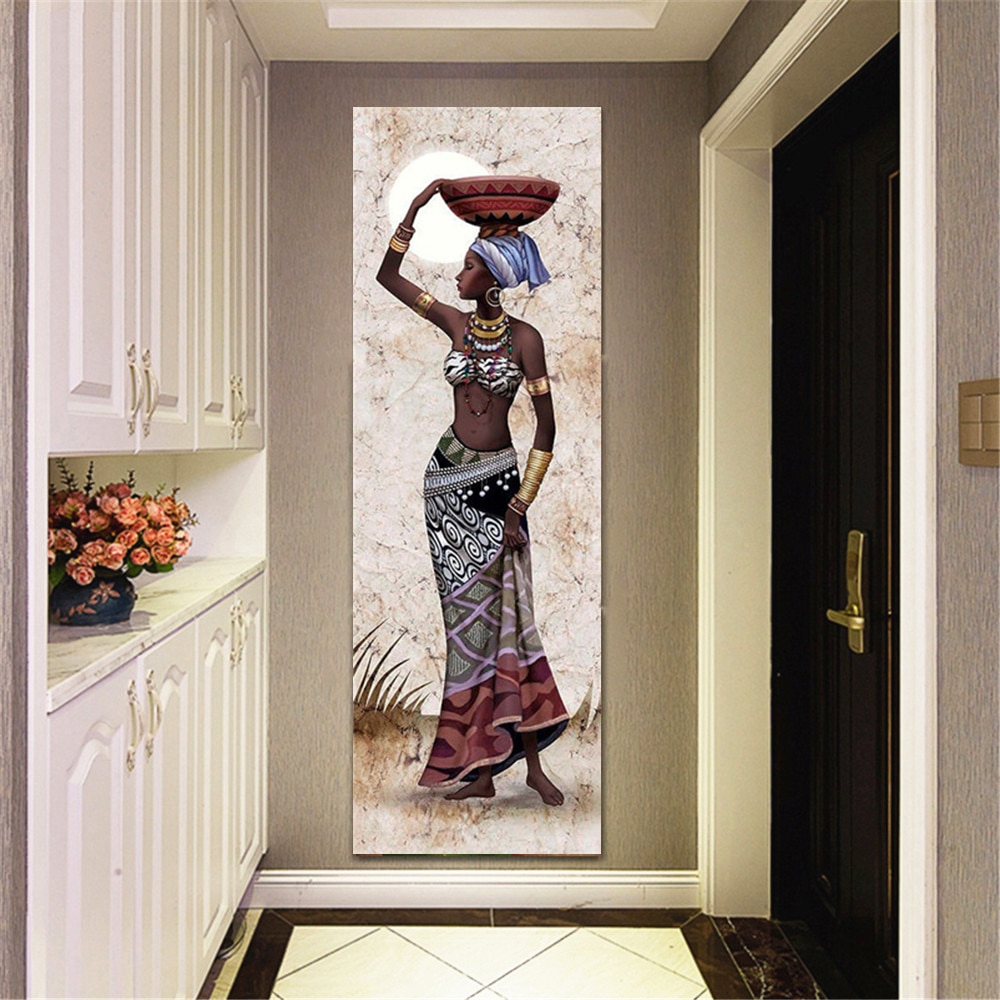 HUACAN 5D DIY Diamantmaleri Kit - Afrikansk Kvinde Portræt Diamant Broderi Mosaik