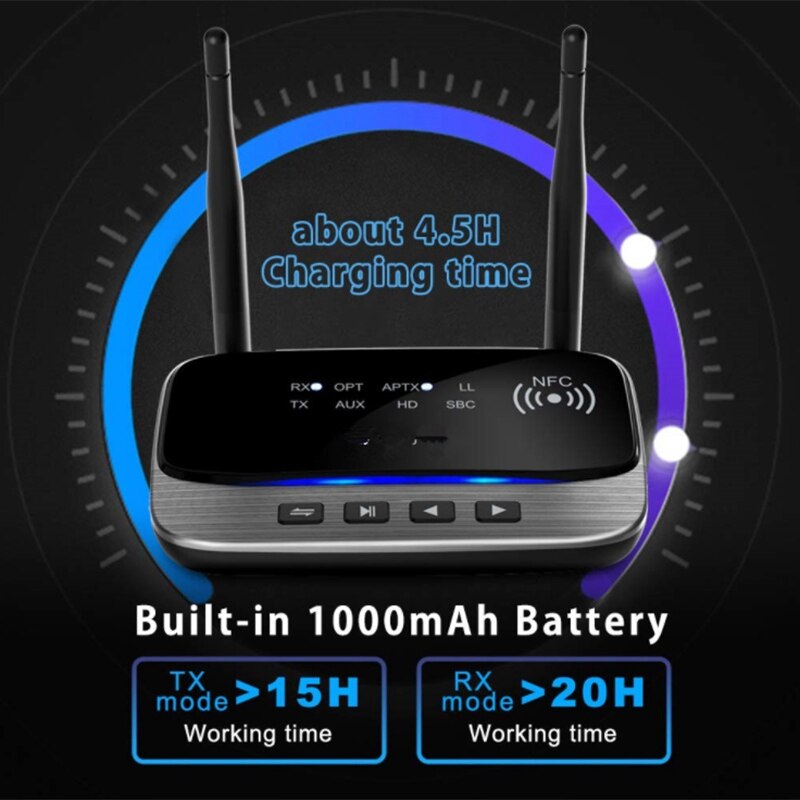 Aptx HD Low Latency Bluetooth 5.0 Audio Transmitter Receiver SPDIF 3.5Mm AUX Jack RCA Wireless Adapter for Car TV PC