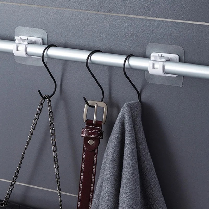 Gardinen stangen Halfter Haken verstellbare selbst klebende Halfter klemme drehbare Schienen halterung Hakens tange halterung für sterben Küche zu Hause Schlecht