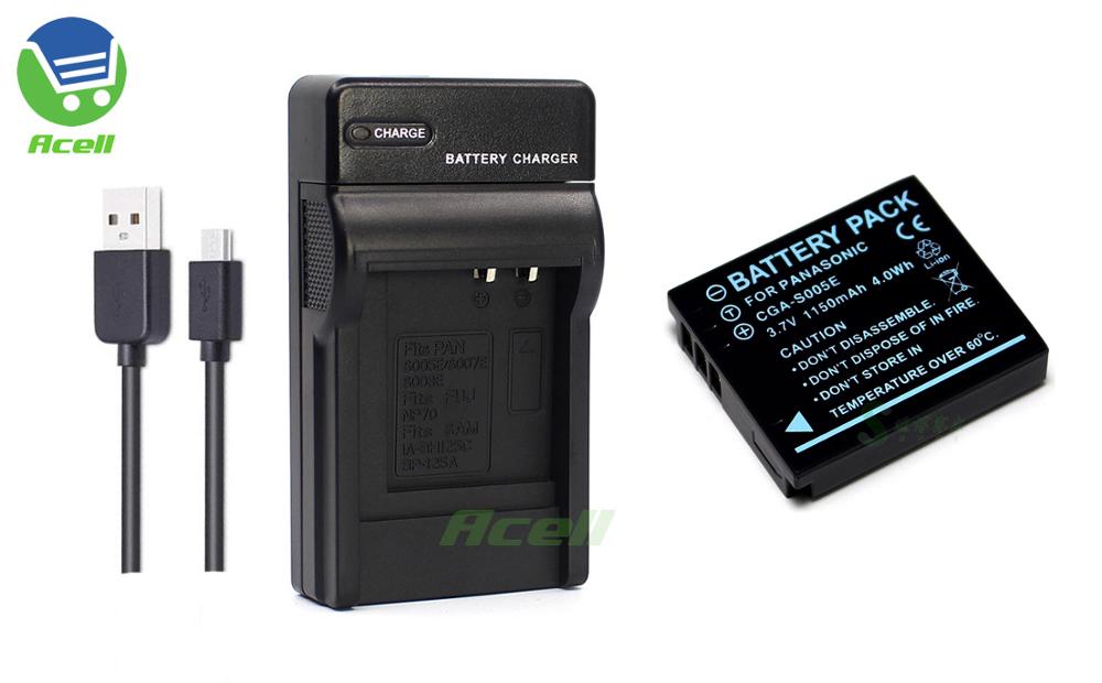 CGA-S005E Battery + USB Charger for Panasonic DMC-LX3 DMC-LX2 DMC-LX1 DMC-FX180 DMC-FX150 DMC-FX100 DMC-FX12 DMC-FX9 Camera: 1Battery 1Charger