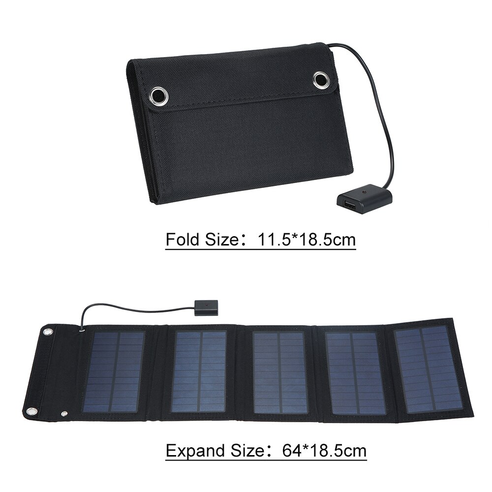 20W Solar Charger Foldable Solar Panel with 2 USB Ports Waterproof Camping Travel Compatible for iPhone &amp; Android Smartphones