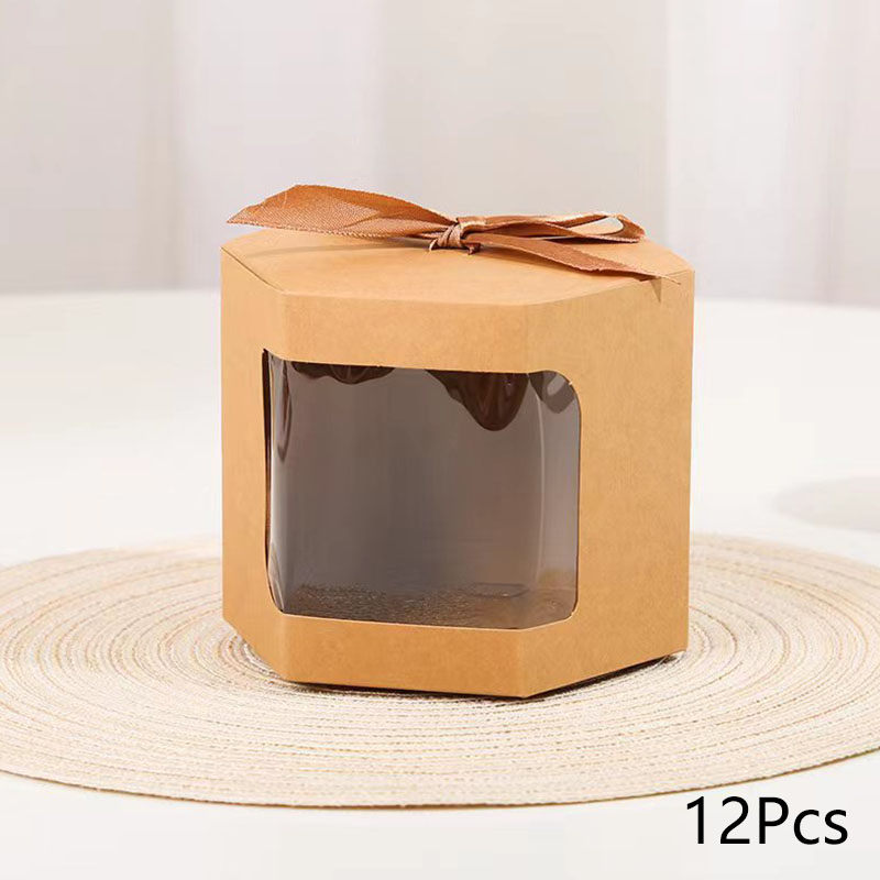 12PCS Multi Size Candy Cookies Boxes Candy Box Kraft Paper Packaging Box Wedding Bag Handmade Packaging Soap Chocolate: light yellow / 5x5x5cm