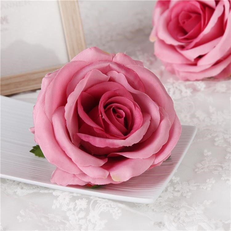 20 stk 9cm kunstige rosen blomsterhoveder silke dekorative blomsterfest dekoration bryllup væg blomsterbuket hvid kunstig rose