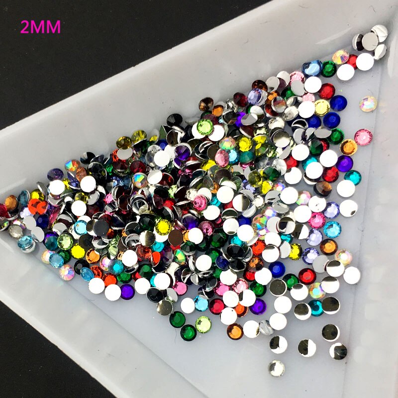 Mix Grootte Nail Art Steentjes Kleurrijke Crystal Glitters Nagels Schoenen En Bruiloft Decoratie 2,3,4Mm: 2MM