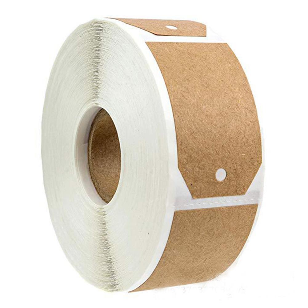 300pcs/roll Natural Blank Label Stickers Bottle Food Jar LabeL Kraft Tags Brown Self-adhesive Stickers Kitchen Label Sheet