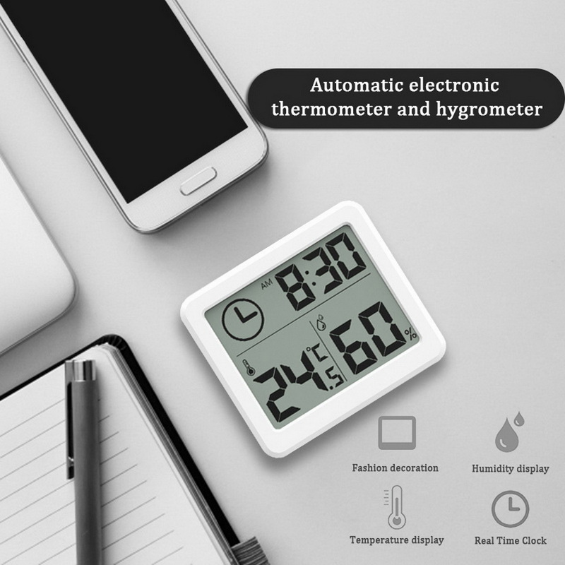 Digital Wireless Weather Clock Station Temperature Humidity Monitor Waterproof Indoor Outdoor Hygrometer Thermometer With Sensor: whtie