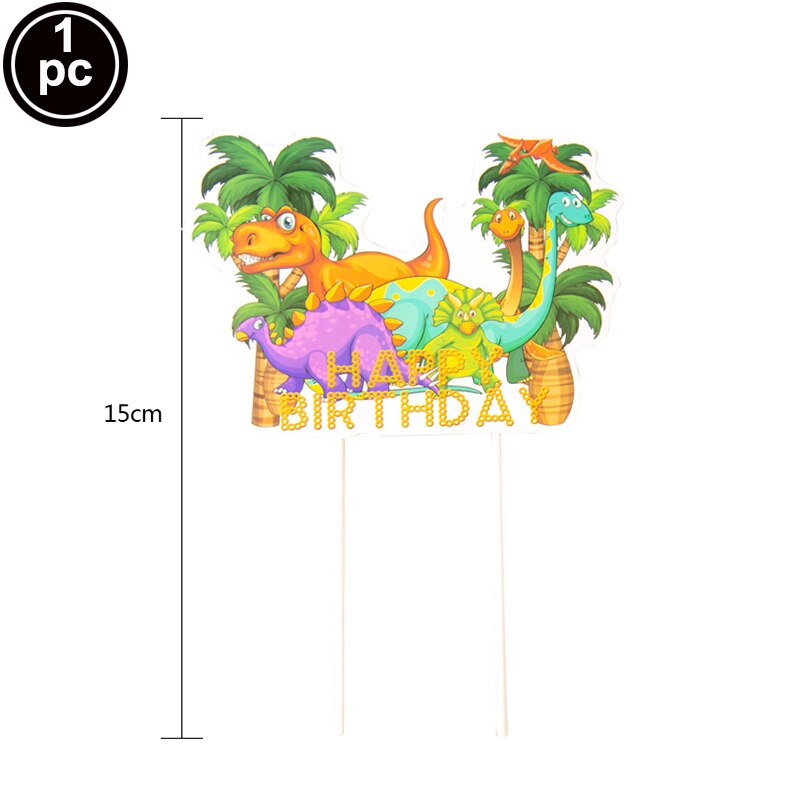 Kinderen happy birthday decoratie dinosaurus wegwerp servies babyshower jongen feestbenodigdheden papieren beker bord servet: Grote topper
