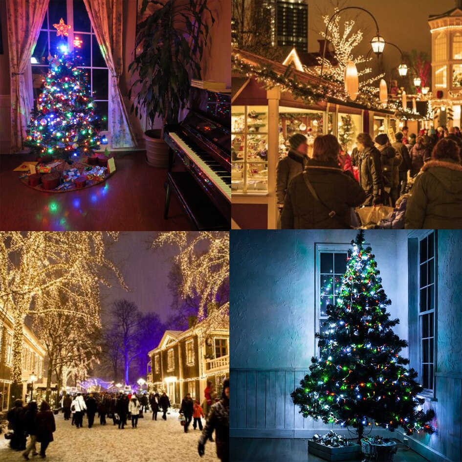 Led-julelys utendørs 100m 50m 30m 20m 10m 5m led-lyslenkedekorasjon til hjemmefest, bryllupsgirlander