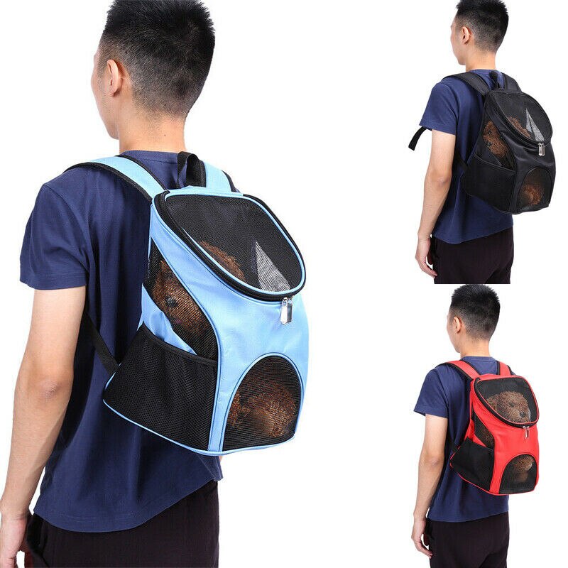 Outdoor Double Shoulder Bag Backpack Pet Travel Dogs Cat Carrier Mesh Window Small Animals Storage Bag